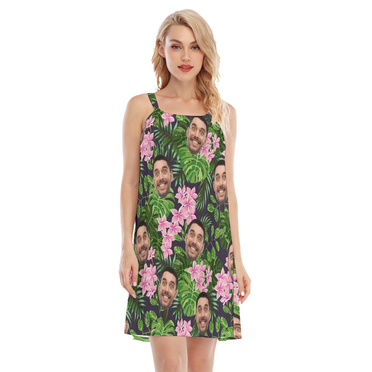 Custom Multiple Faces Hawaiian Print Dresses For Vacation - variant image 1