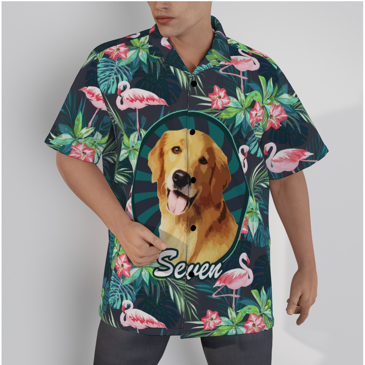 Funny Custom Dog Face Hand-Painted Tropical Hawaiian Shirt - variant image 1