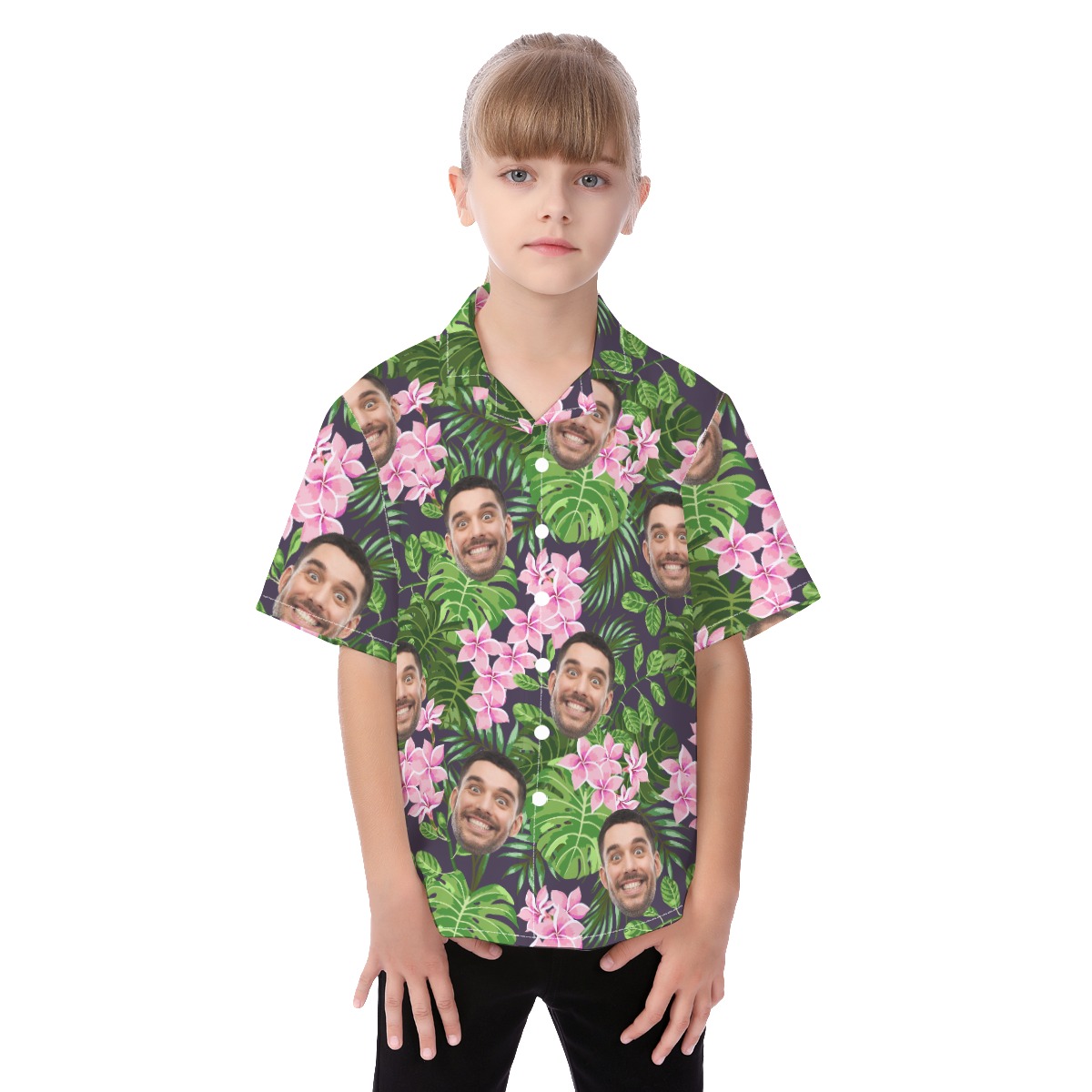 Kid's Tropical Custom Hawaiian Shirt With Multiple Faces - variant image 1