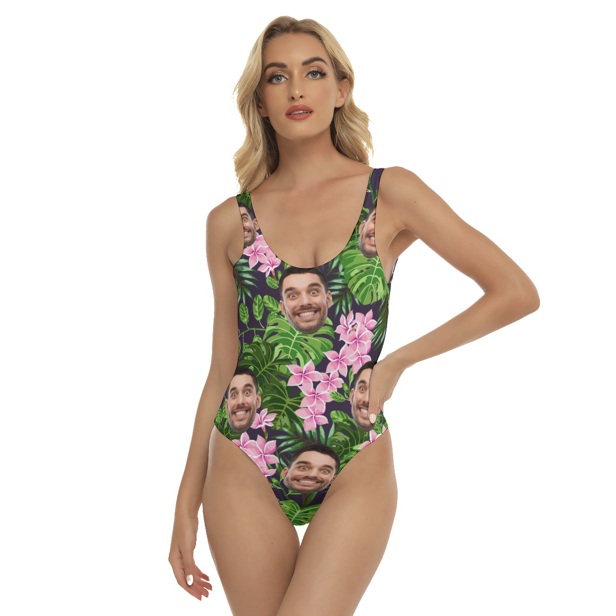 Women's Hawaiian One Piece Swimsuit With Custom Face - variant image 1