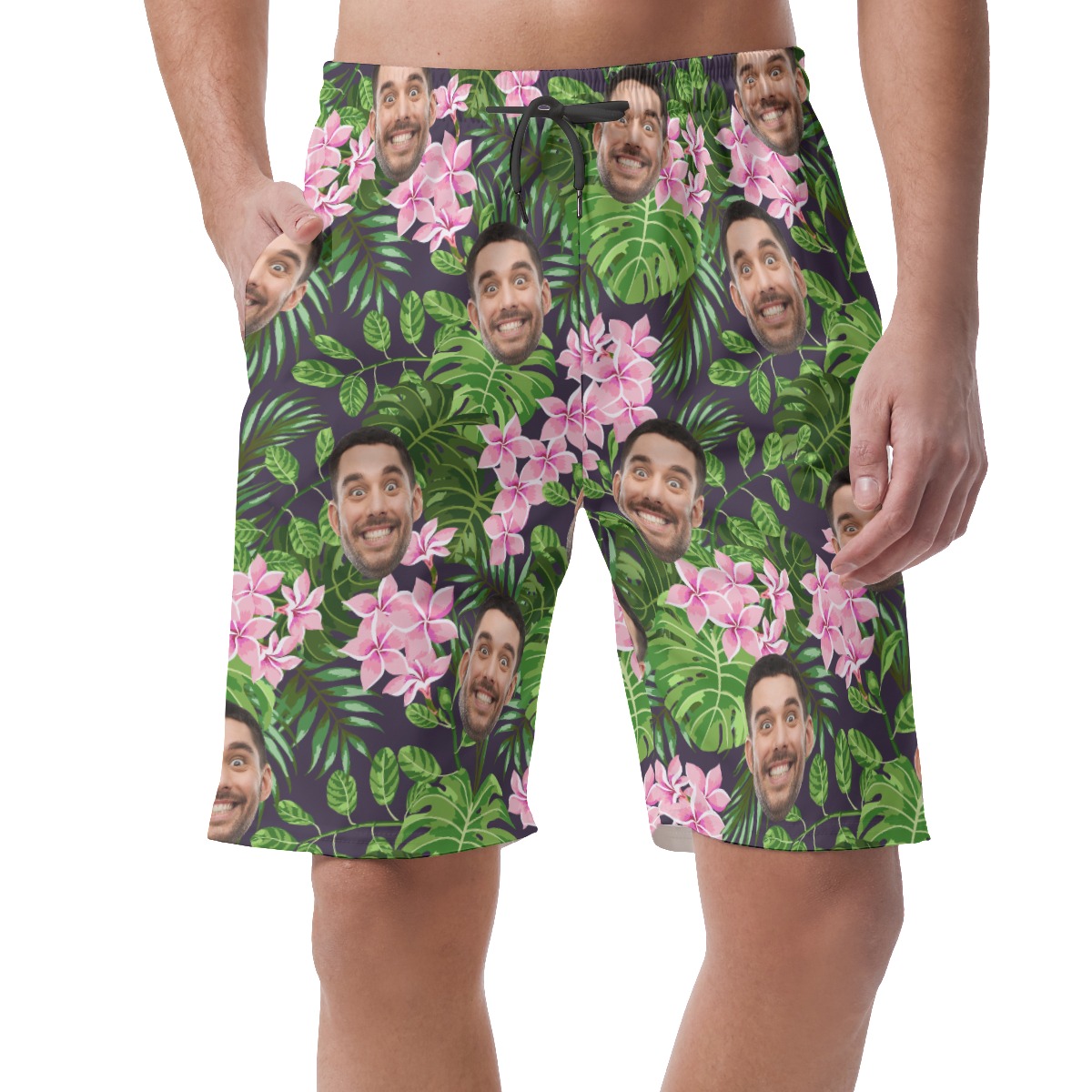 Green Hawaiian Men's Shorts With Custom Face - variant image 1