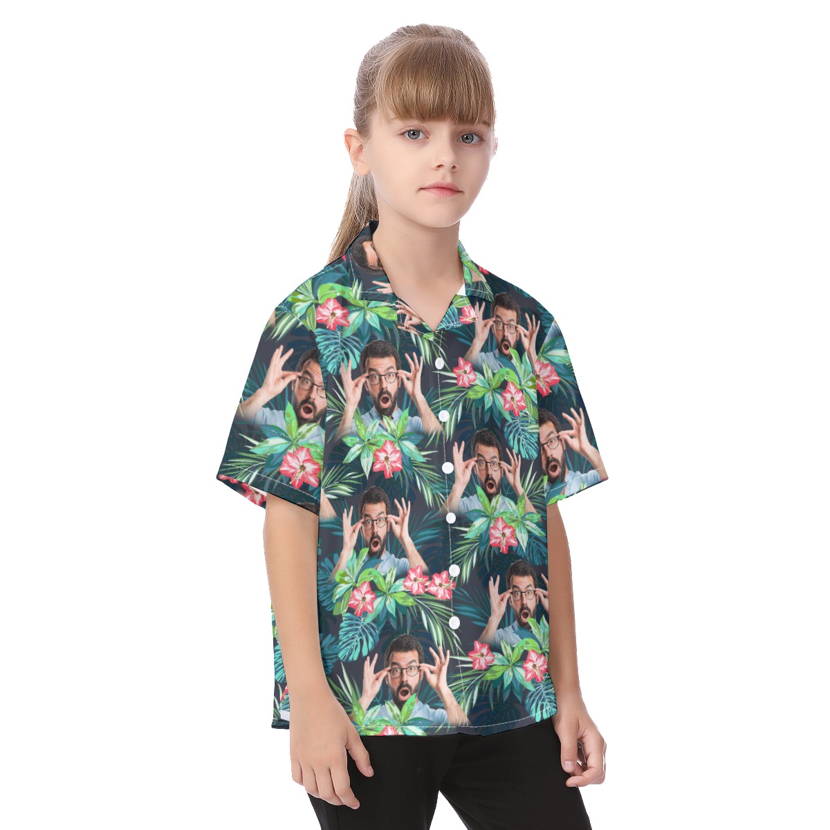 Custom Tropical Kid's Hawaiian Shirt With Face