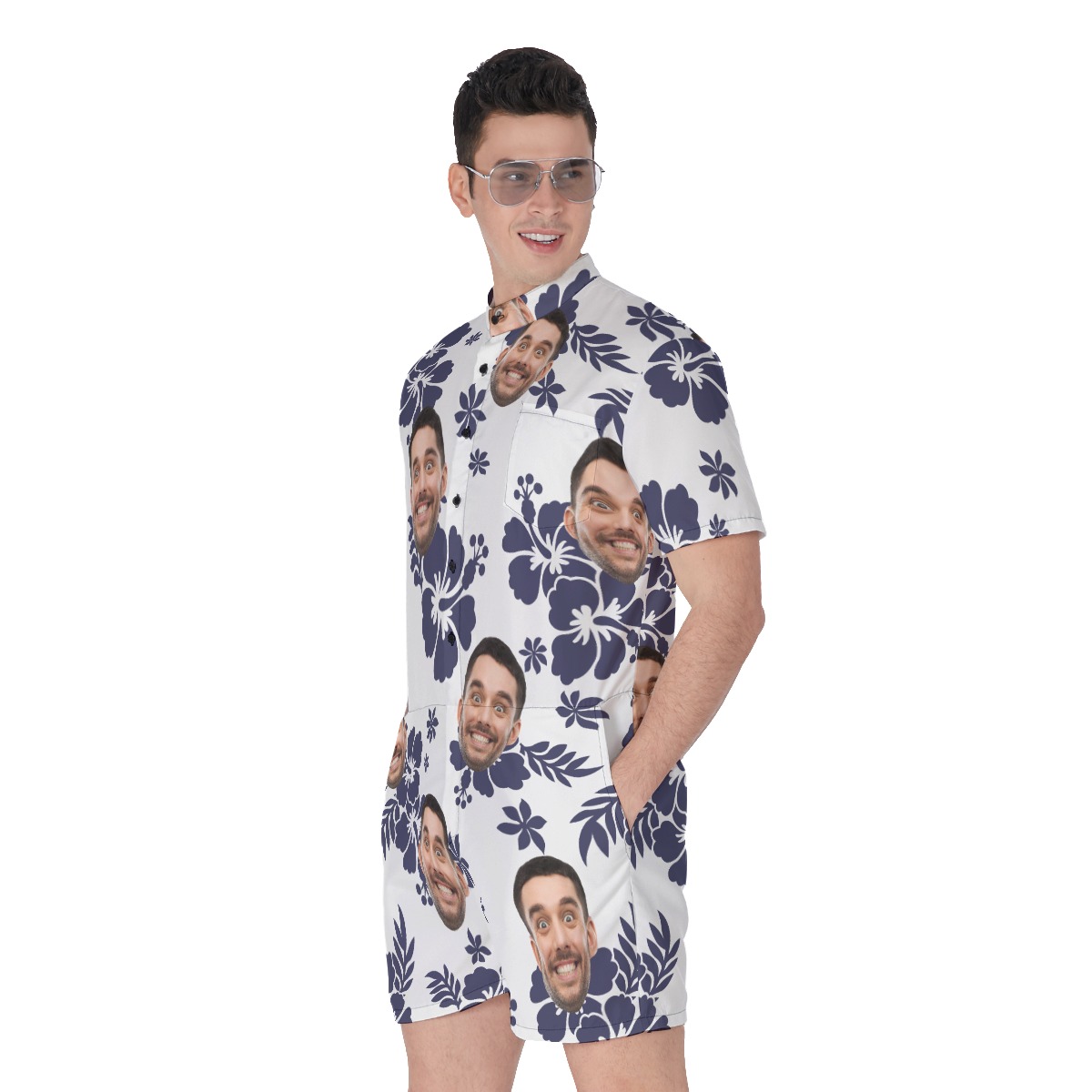 Custom Faces Personalized Short Romper For Men