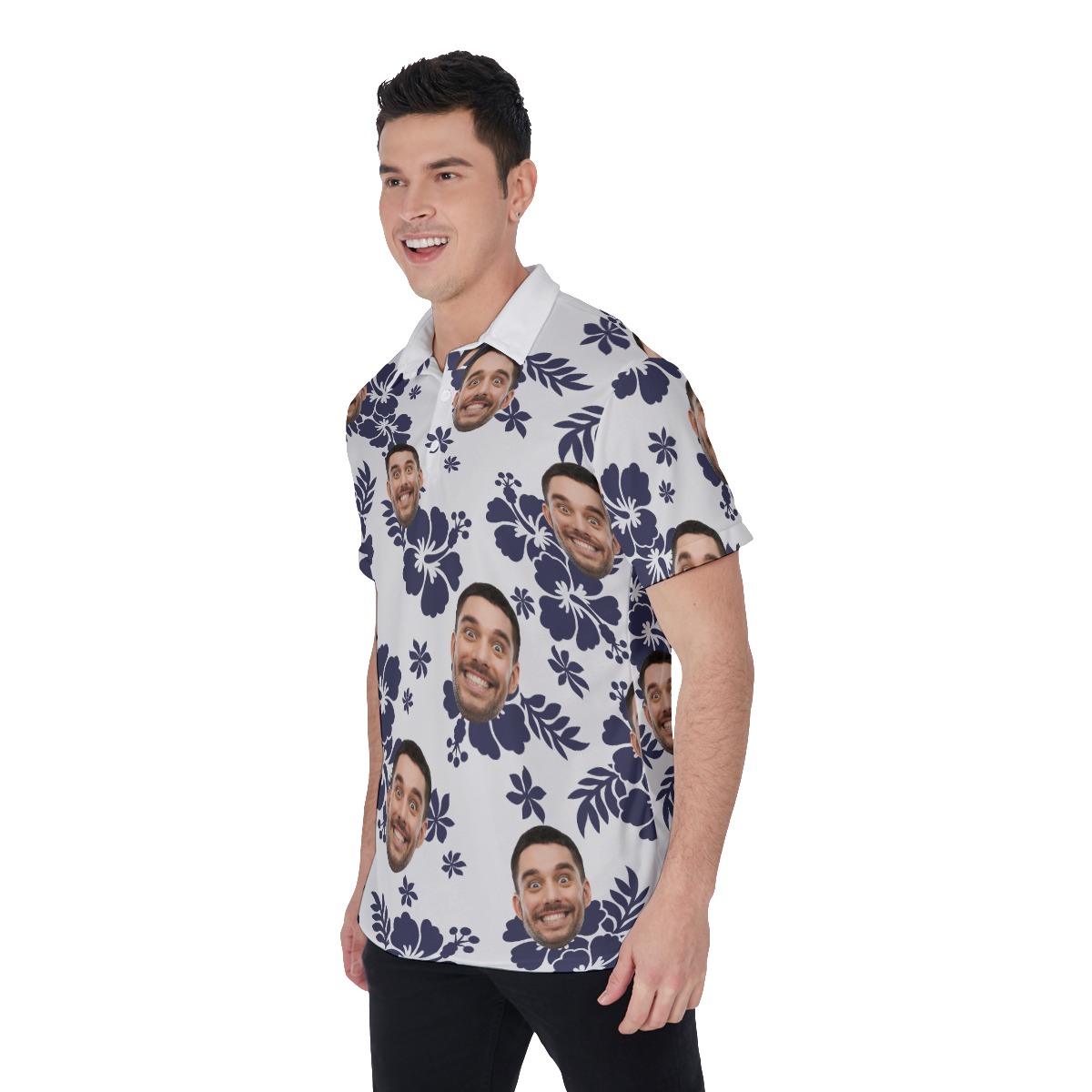 Basic Custom Face Aloha Polo Shirt For Men