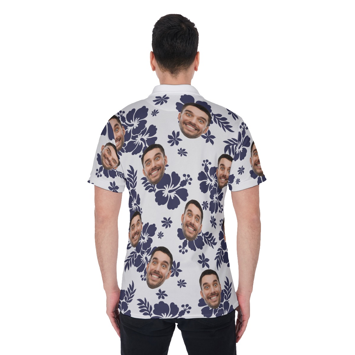 Basic Custom Face Aloha Polo Shirt For Men