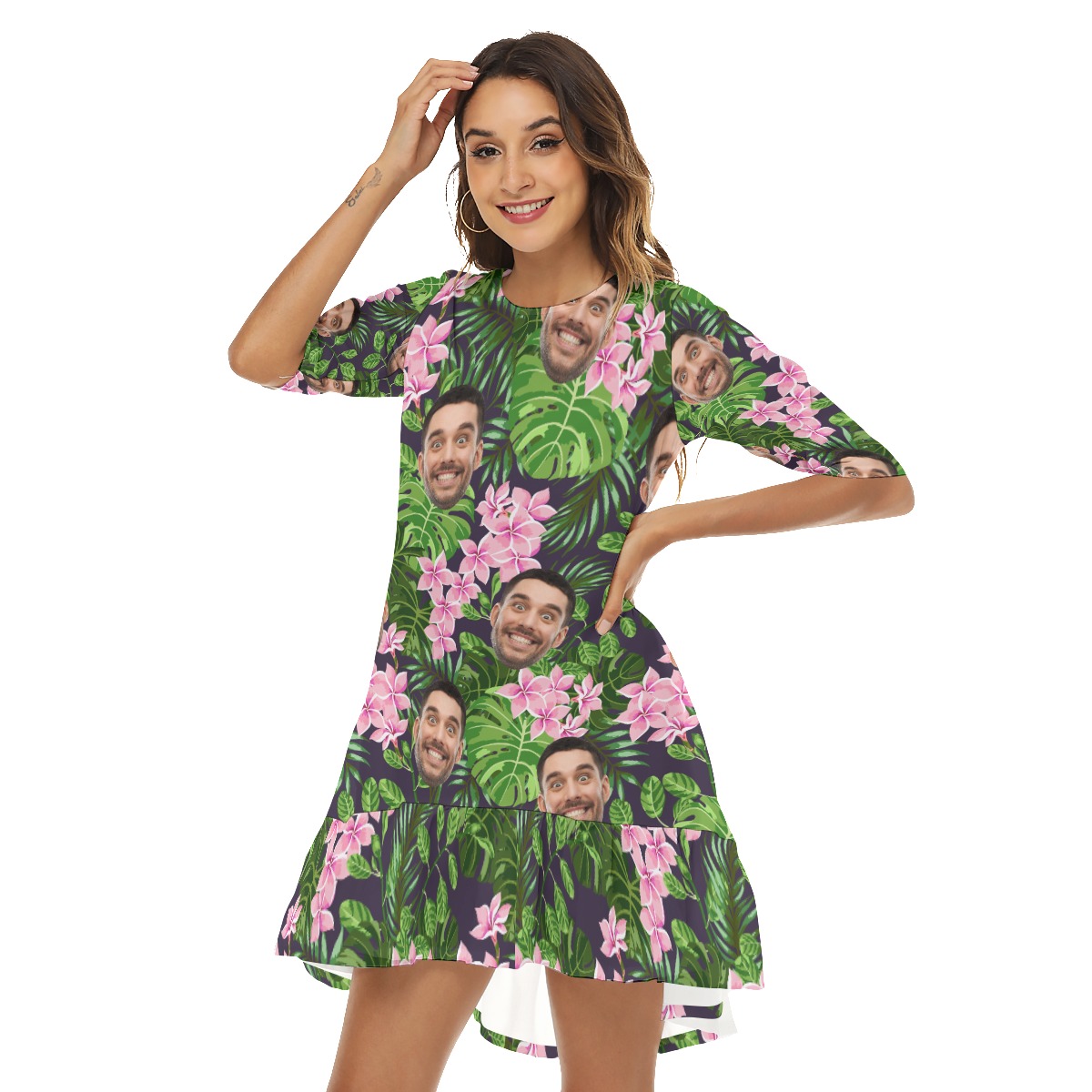Women's Summer Hawaiian Dresses With Custom Faces