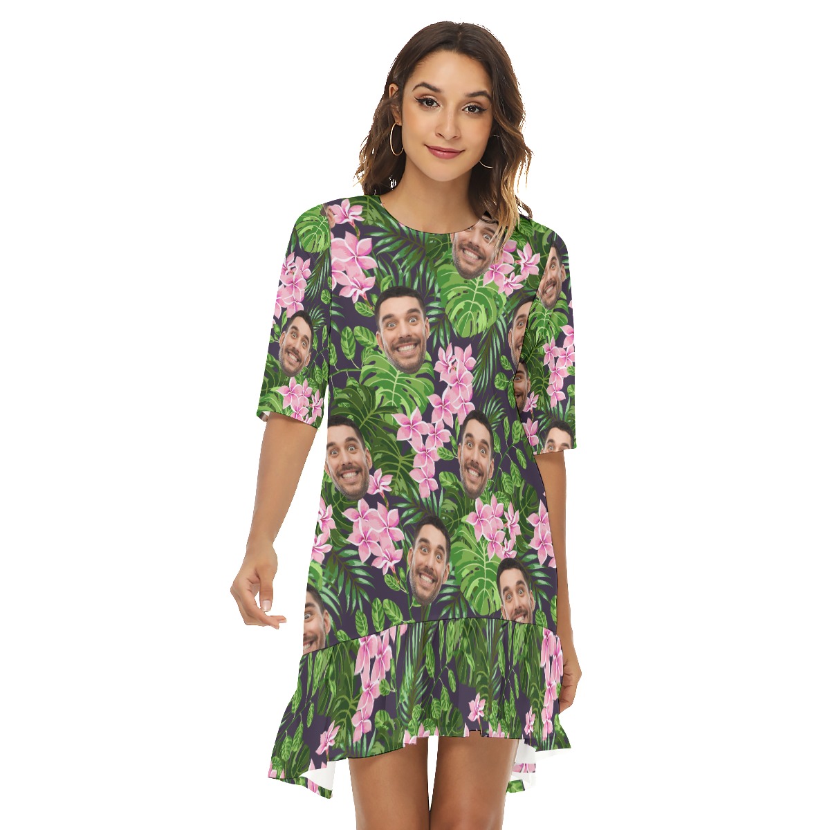 Women's Summer Hawaiian Dresses With Custom Faces