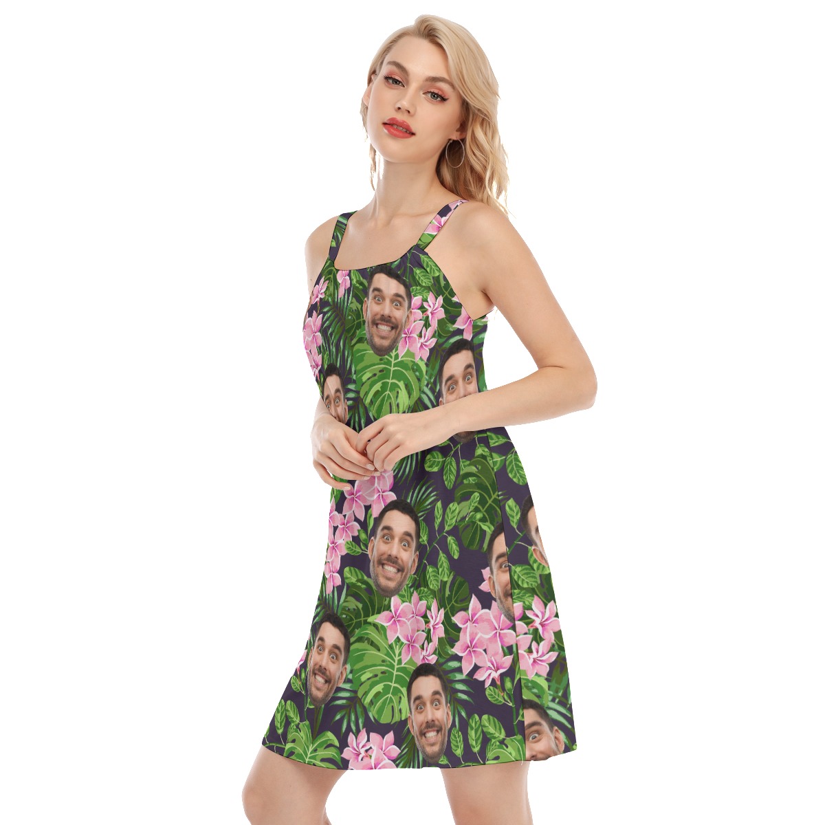 Custom Multiple Faces Hawaiian Print Dresses For Vacation