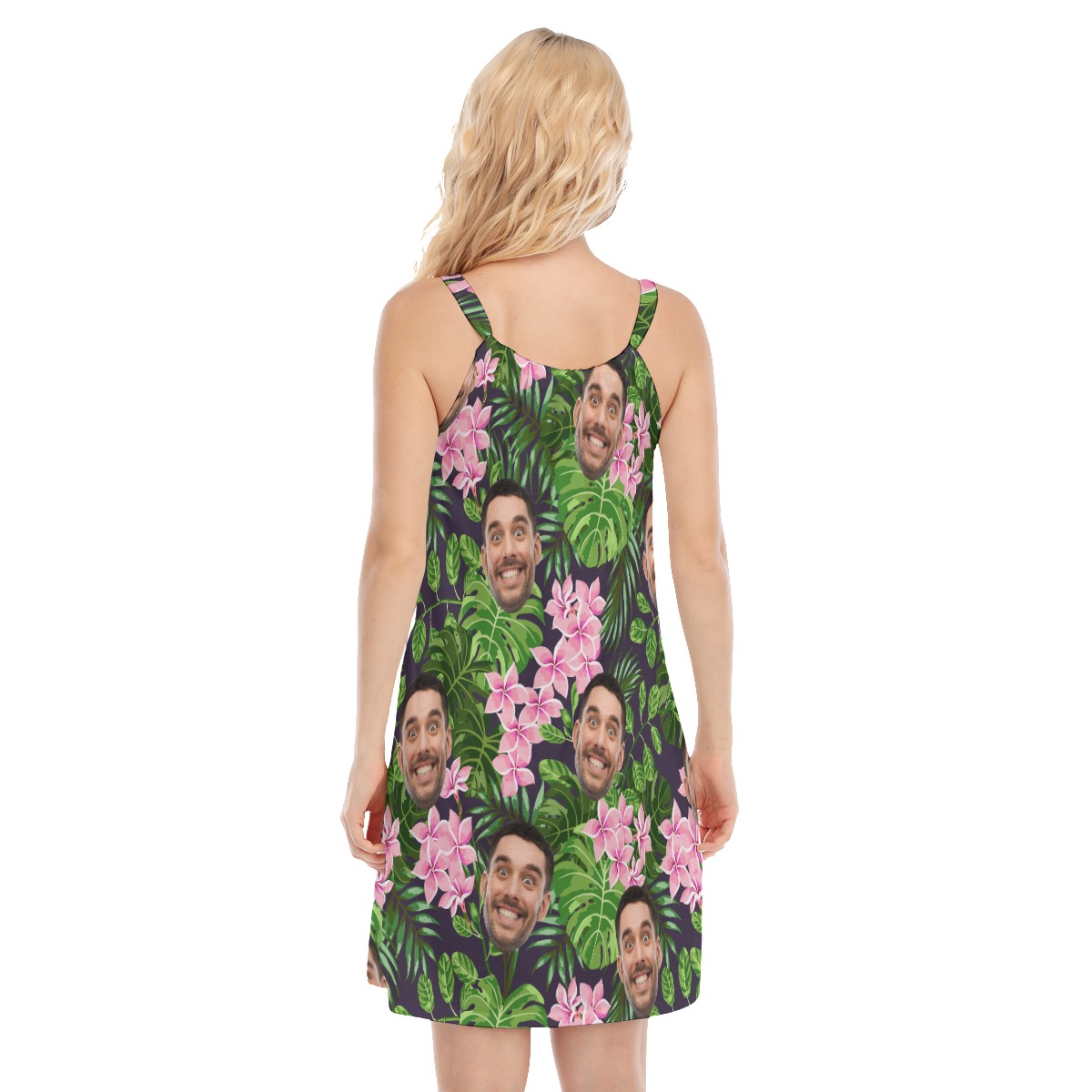 Custom Multiple Faces Hawaiian Print Dresses For Vacation