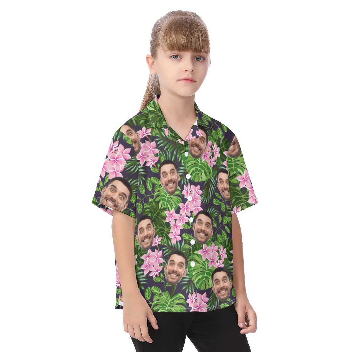 Kid's Tropical Custom Hawaiian Shirt With Multiple Faces