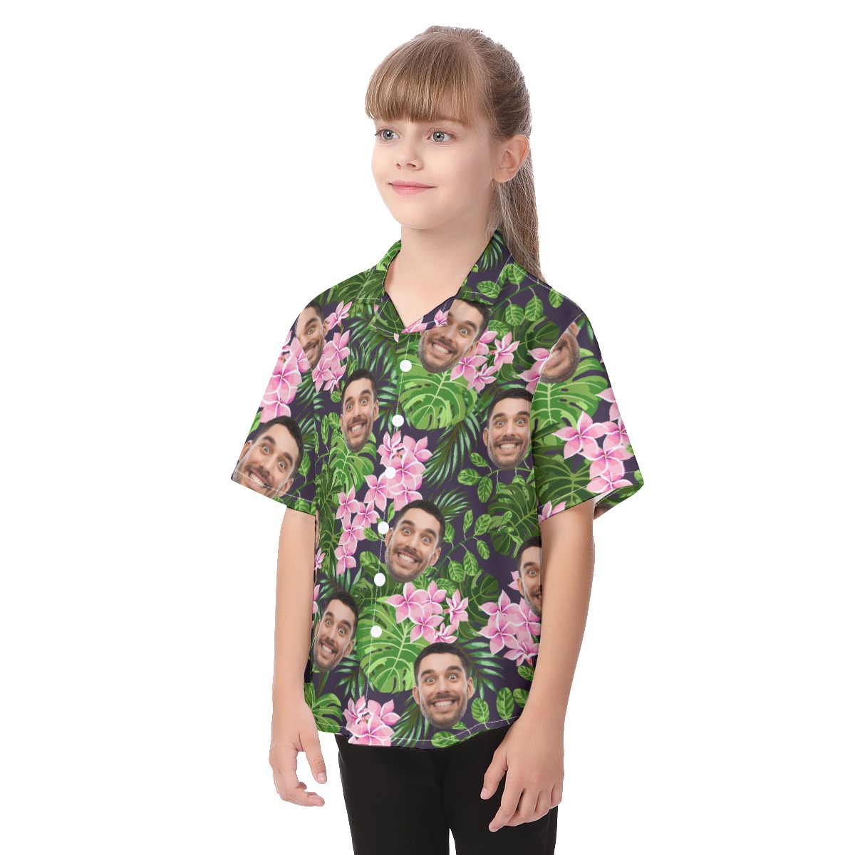 Kid's Tropical Custom Hawaiian Shirt With Multiple Faces