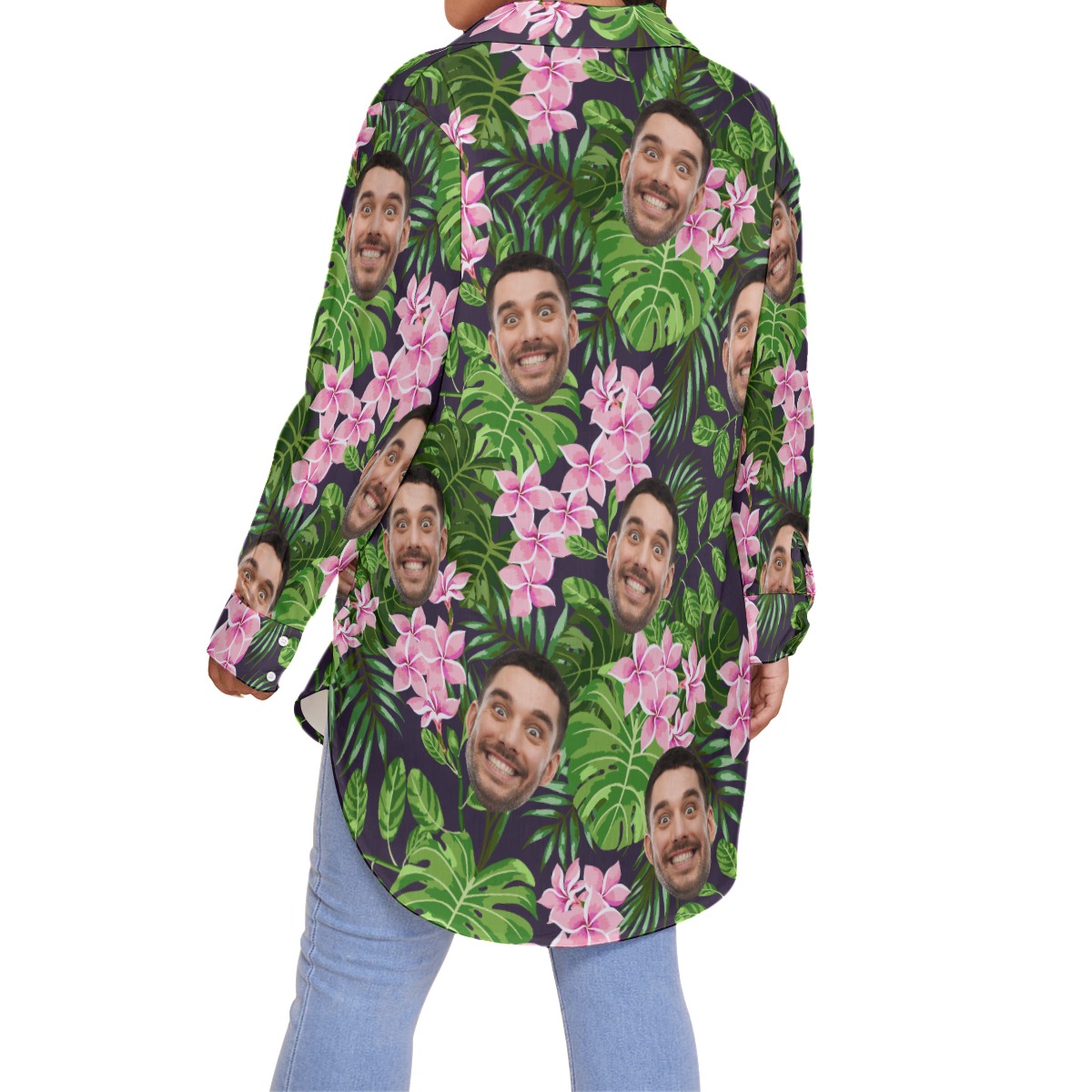 Floral Custom Face Plus Size Hawaiian Shirts For Women