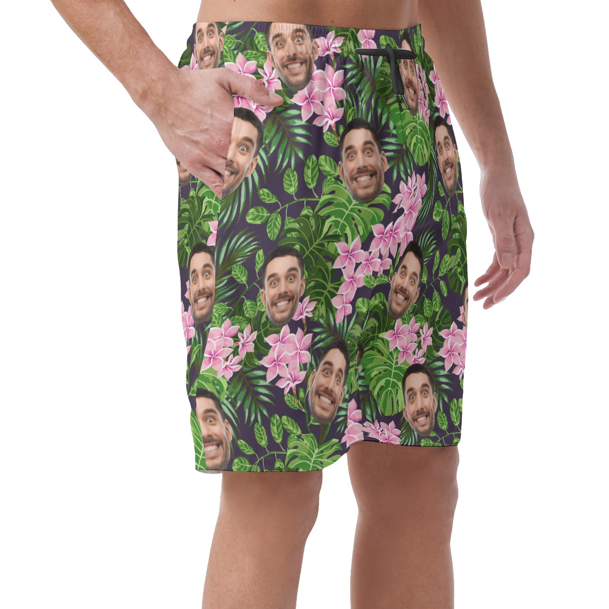 Green Hawaiian Men's Shorts With Custom Face