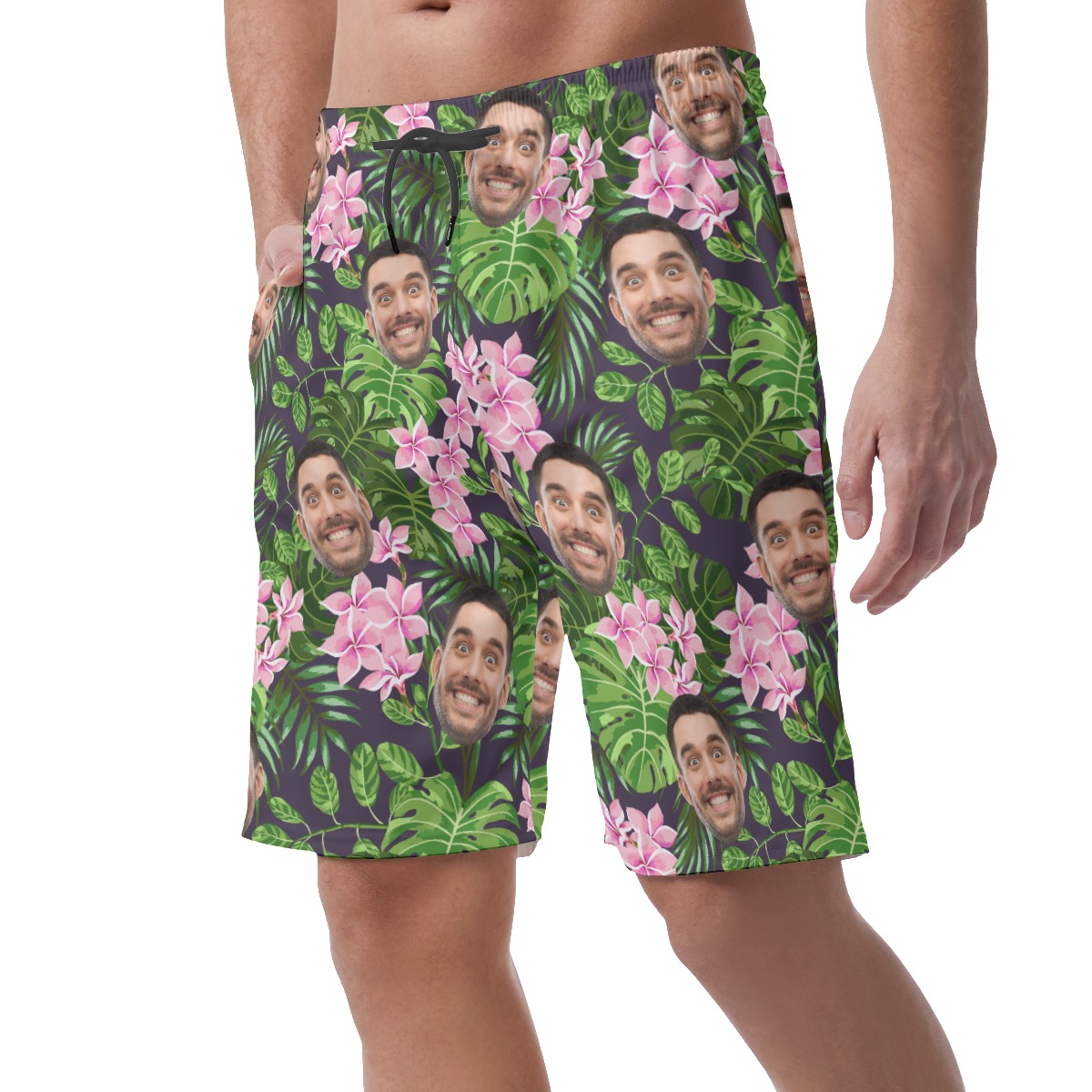 Green Hawaiian Men's Shorts With Custom Face