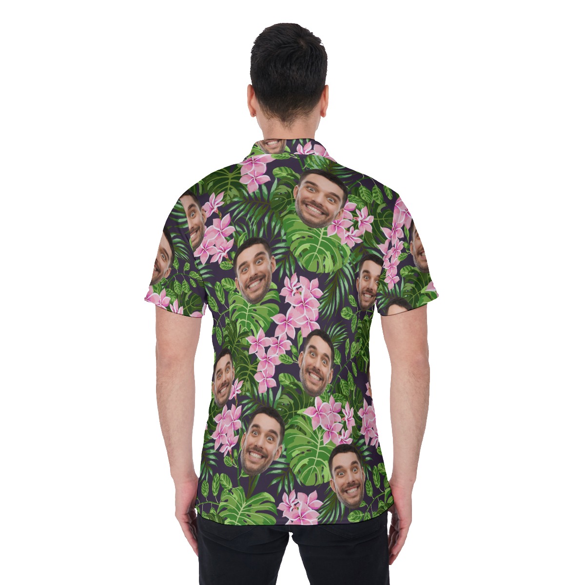 Floral Custom Hawaiian Polo Shirt With Faces For Men