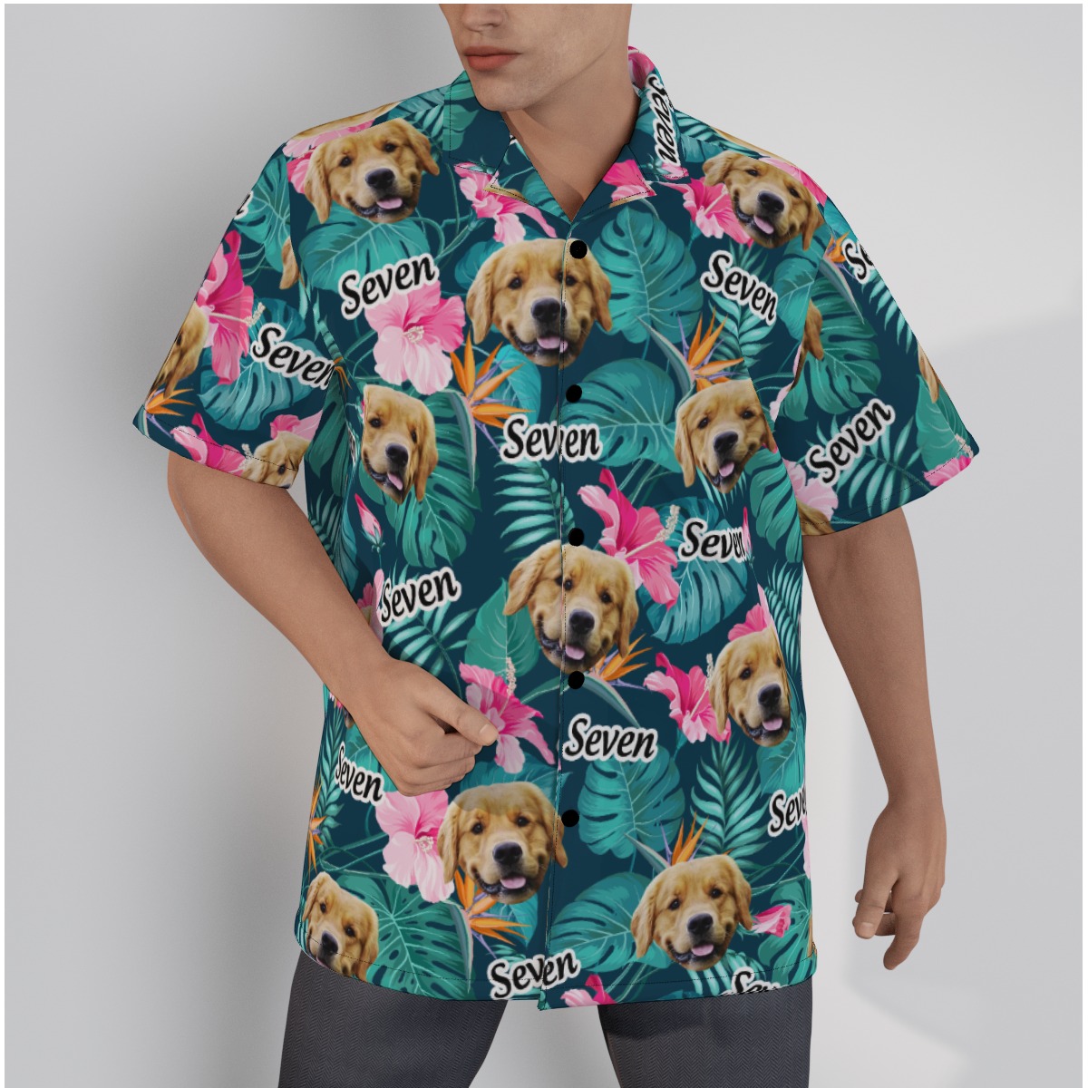 Custom Floral Hawaiian Shirt With Face And Name - variant image 1