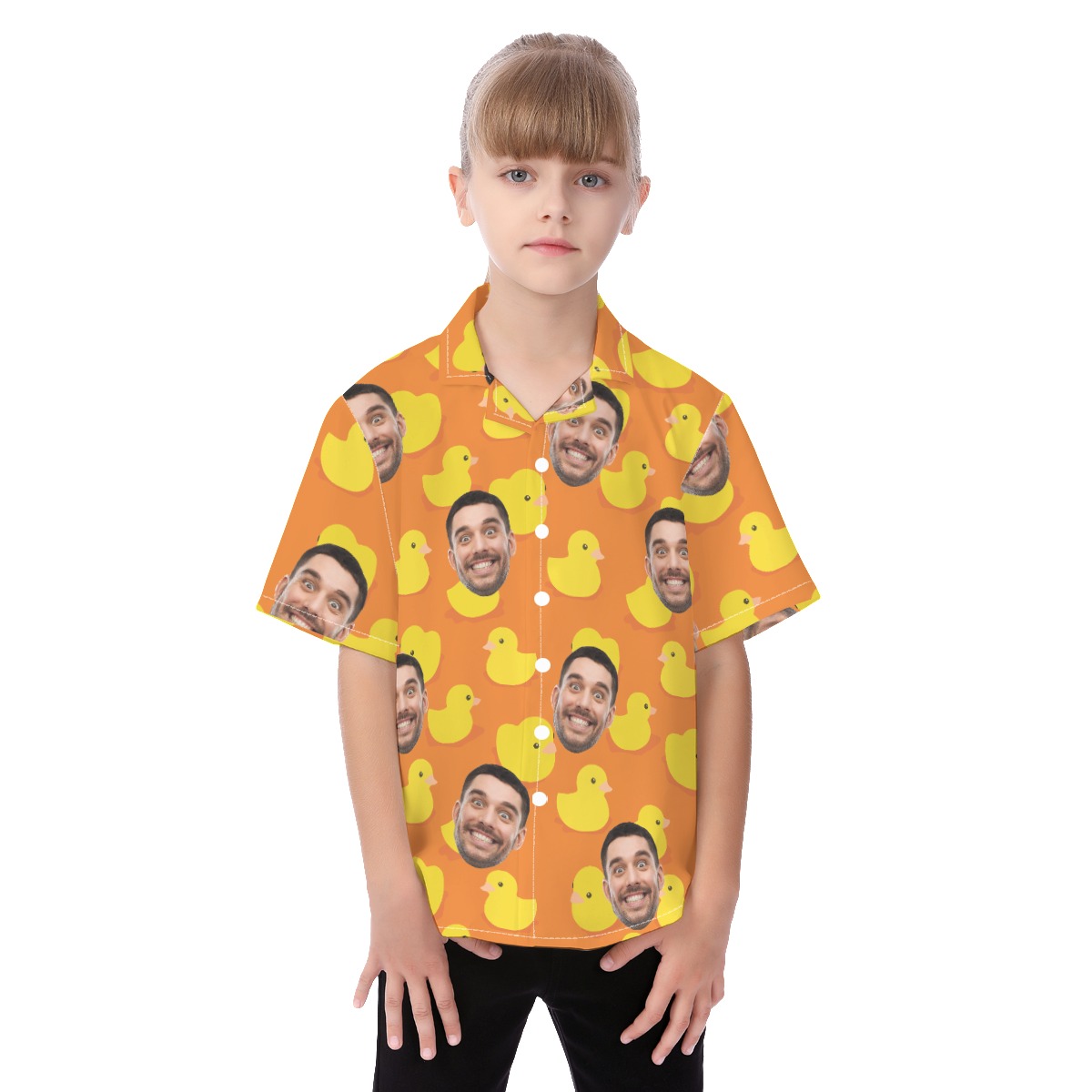 Cute Custom Face Rubber Duck Hawaiian Shirt For Kids - variant image 1