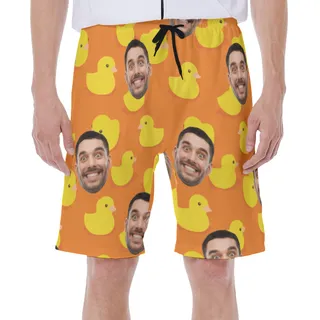 Custom Rubber Duck Hawaiian Swim Trunks With Face