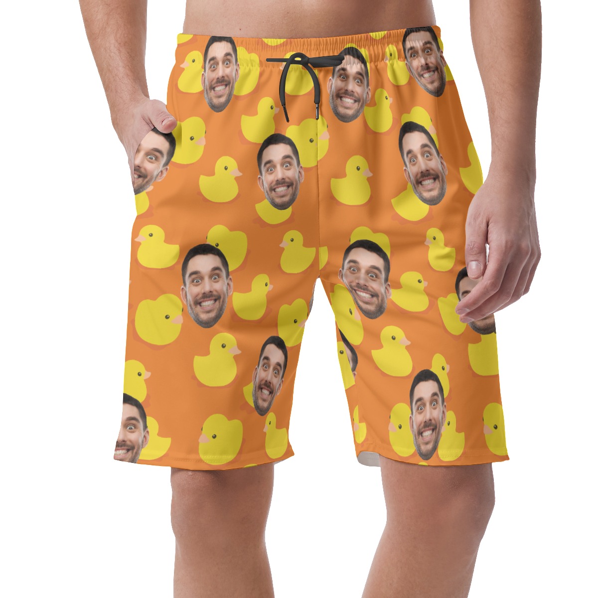 Funny Rubber Duck Custom Face Hawaiian Summer Beach Shorts For Men - variant image 1