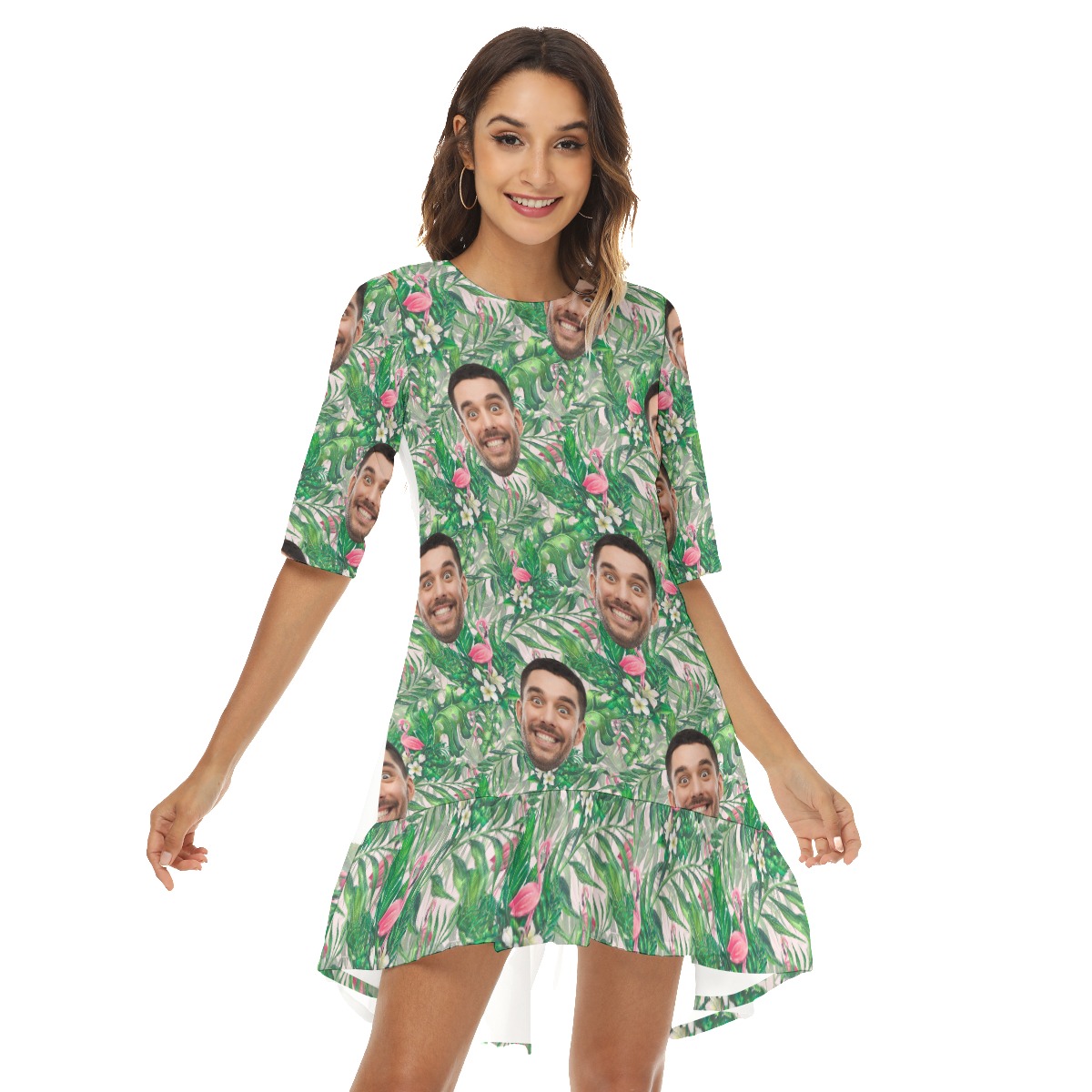 Custom Face Aloha Dress Flamingo For Summer - variant image 1