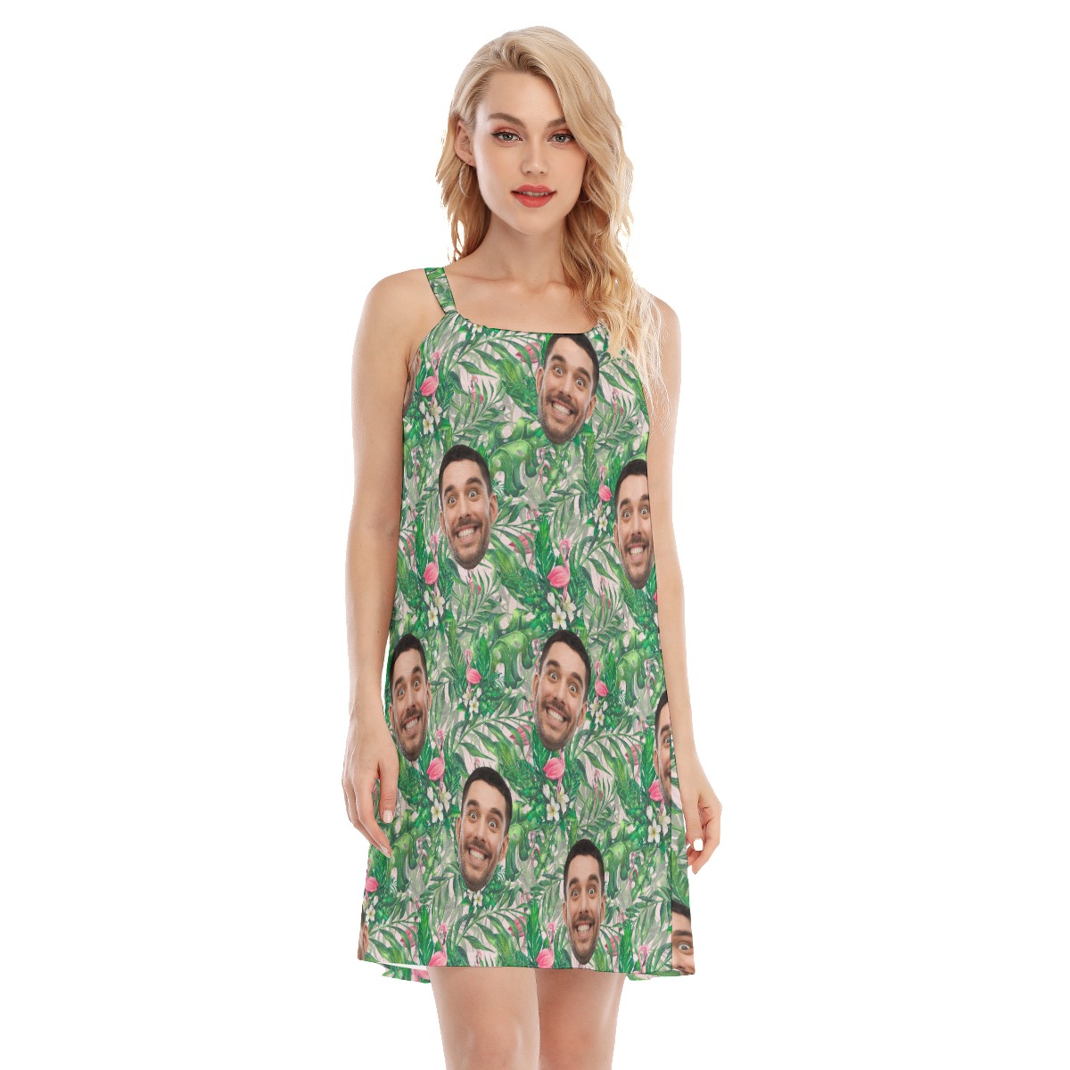 Custom Face Flamingo Hawaiian Dress For Party - variant image 1