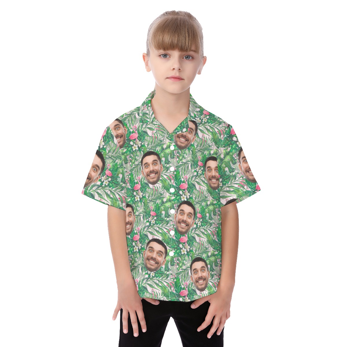 Flamingo Custom Hawaiian Shirt With Face For Kids - variant image 1