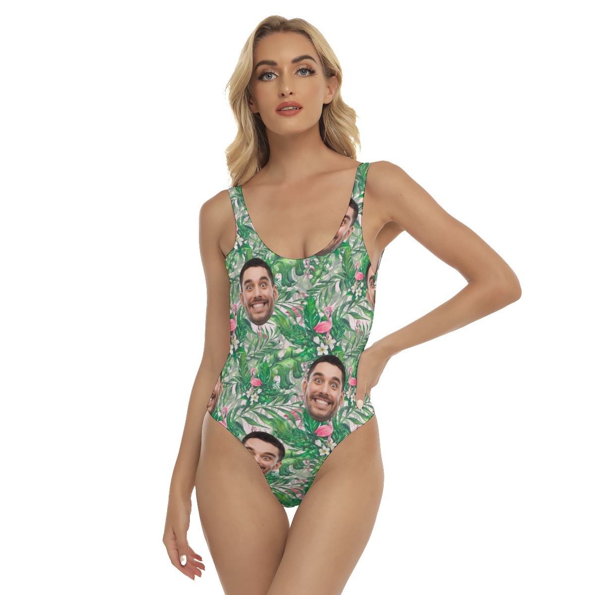 Custom Face Flamingo Hawaiian Swimsuit For Women - variant image 1