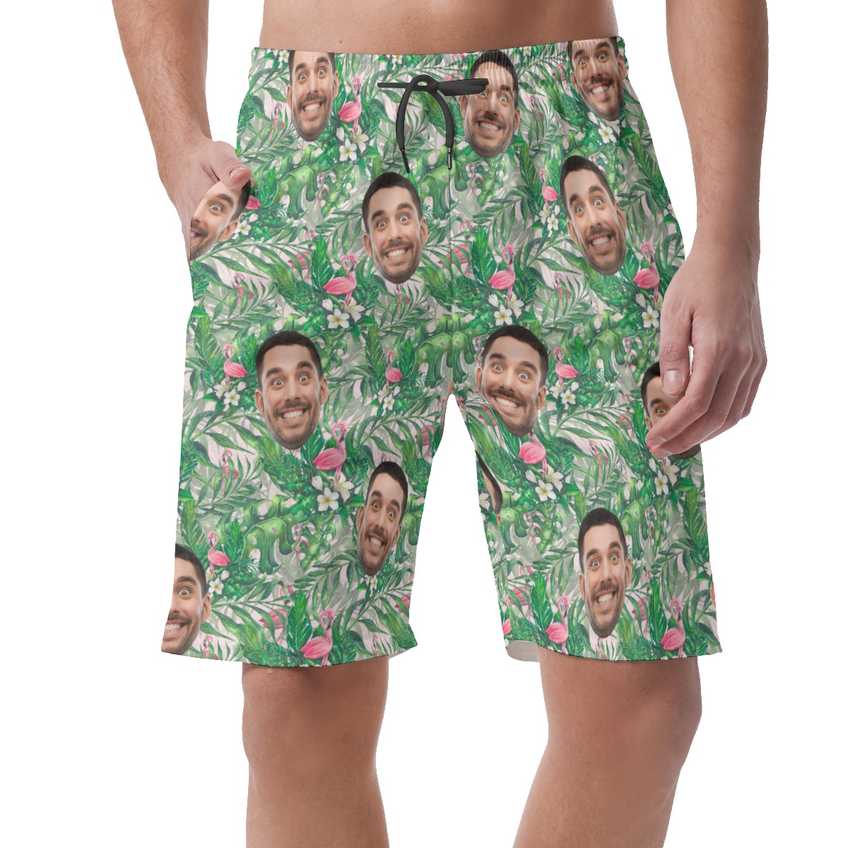 Tropical Flamingo Custom Face Board Shorts For Men - variant image 1