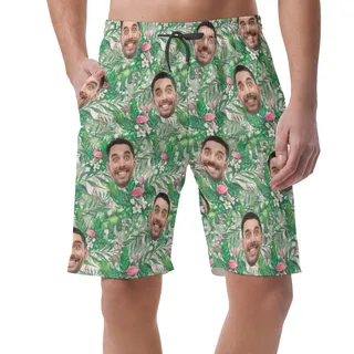 Tropical Flamingo Custom Face Board Shorts For Men