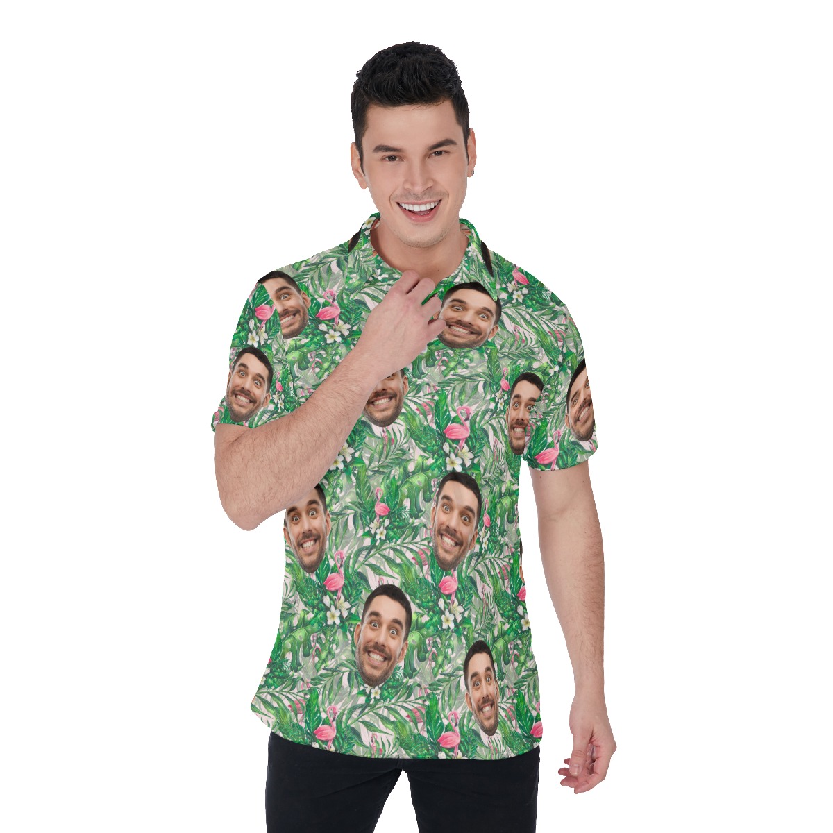 Flamingo Tropical Custom Polo Shirt For Men - variant image 1