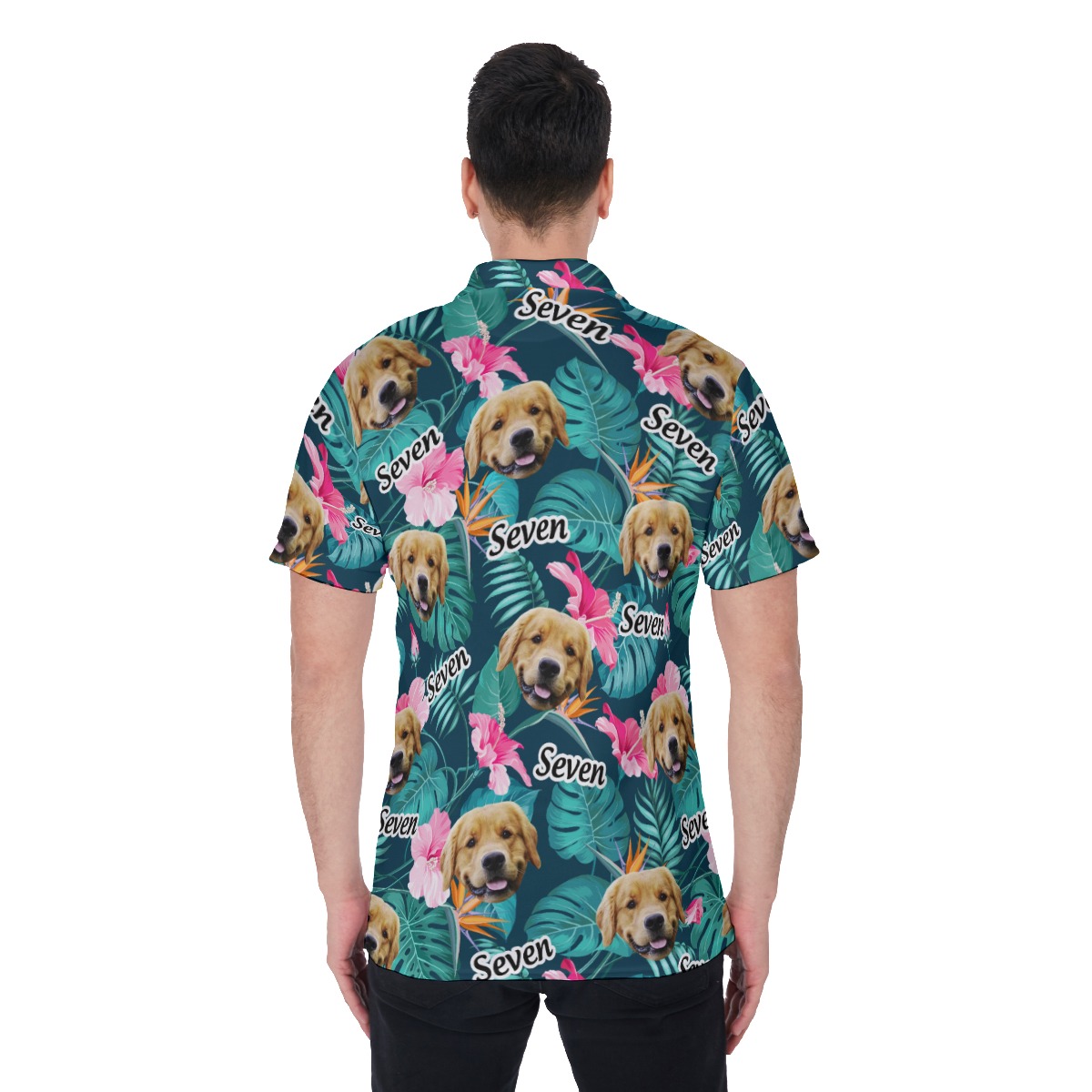 Funny Custom Dog Face And Name Floral Hawaiian Shirt