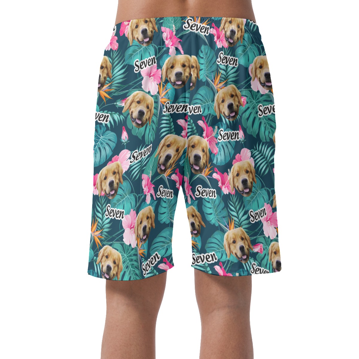 Funny Custom Pet Face And Name Hawaiian Summer Shorts For Men