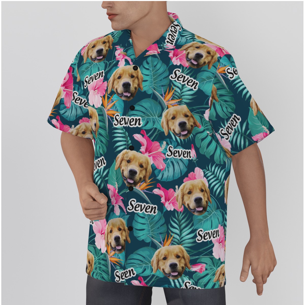 Custom Floral Hawaiian Shirt With Face And Name