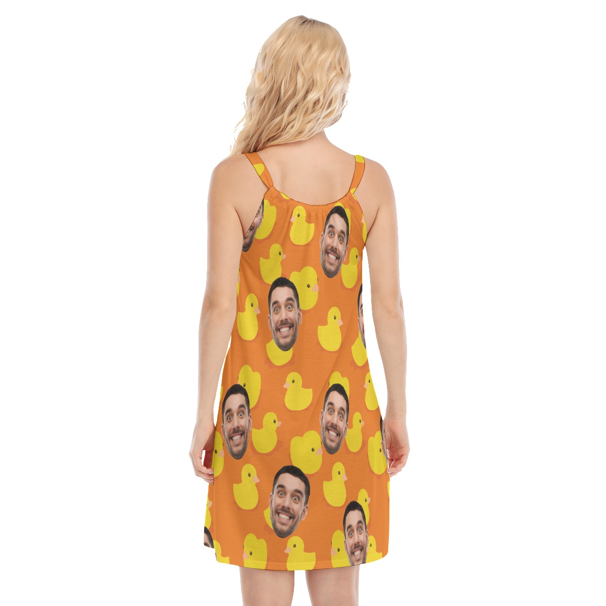 Custom Face Rubber Duck Orange Hawaiian Cami Dress For Women