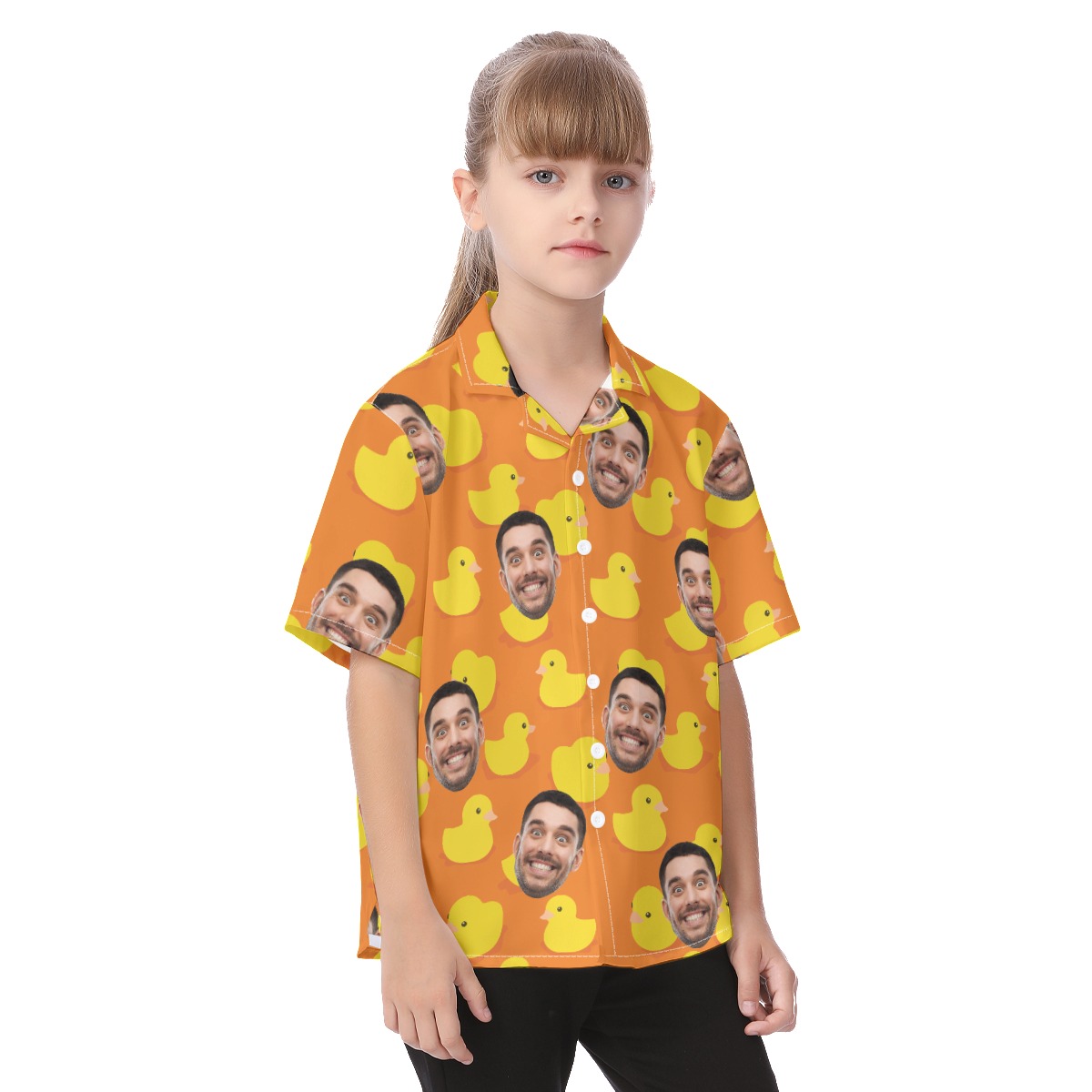 Cute Custom Face Rubber Duck Hawaiian Shirt For Kids