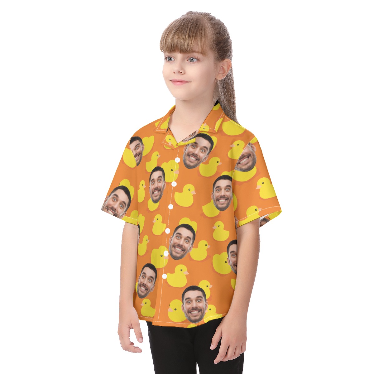 Cute Custom Face Rubber Duck Hawaiian Shirt For Kids