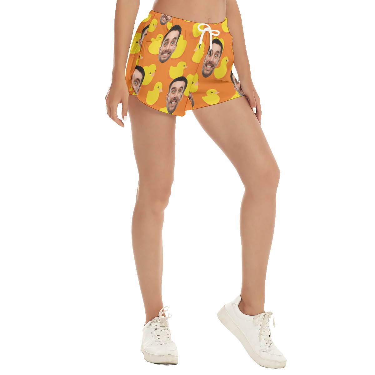 Custom Face Rubber Duck Women's Hawaiian Beach Shorts