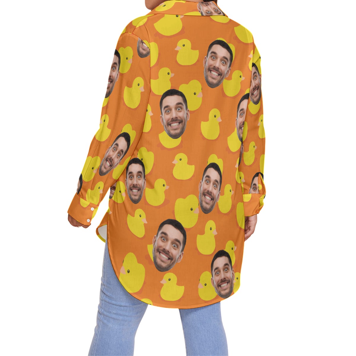 Funny Custom Face Rubber Duck Hawaiian Plus Size Shirt For Women