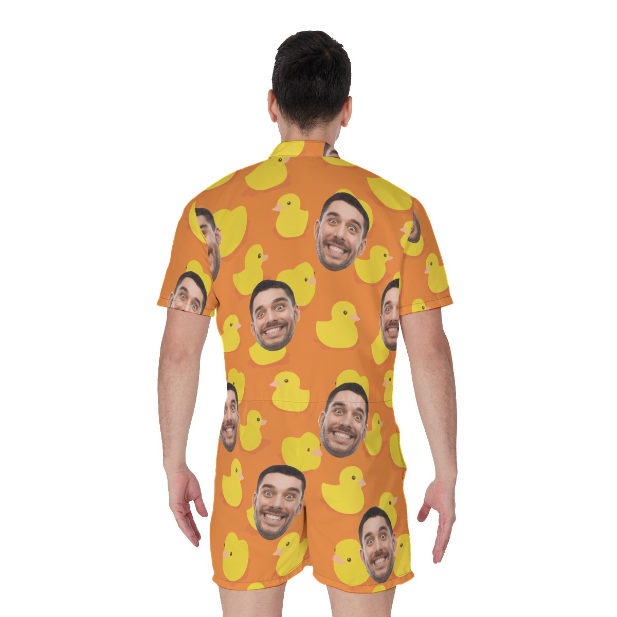 Funny Custom Face Rubber Duck Orange Hawaiian Romper For Summer
