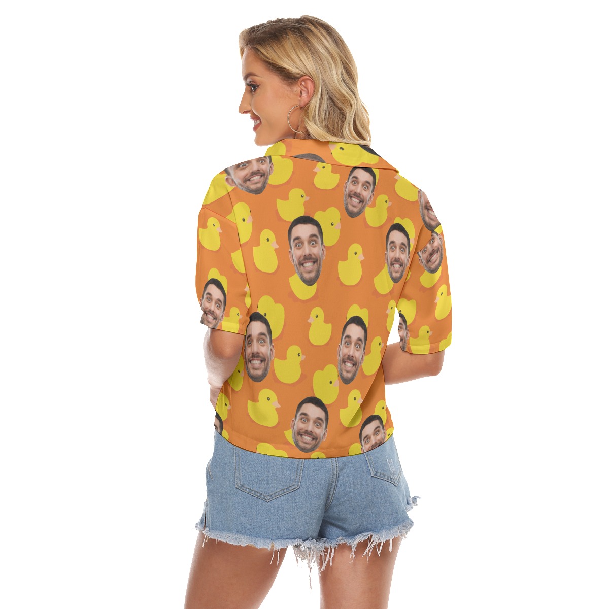 Rubber Duck Custom Face Hawaiian Crop Top Shirt For Summer
