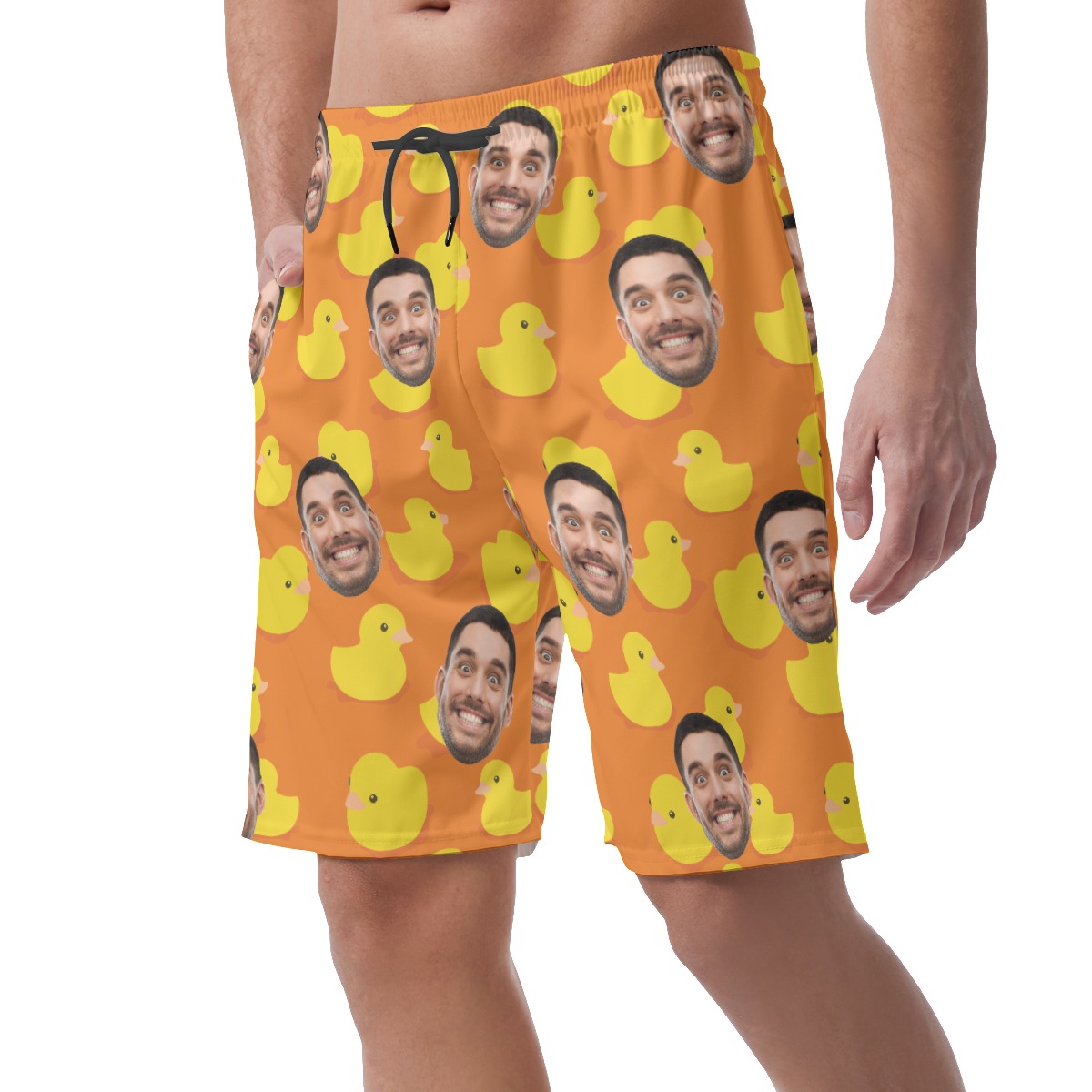 Funny Rubber Duck Custom Face Hawaiian Summer Beach Shorts For Men
