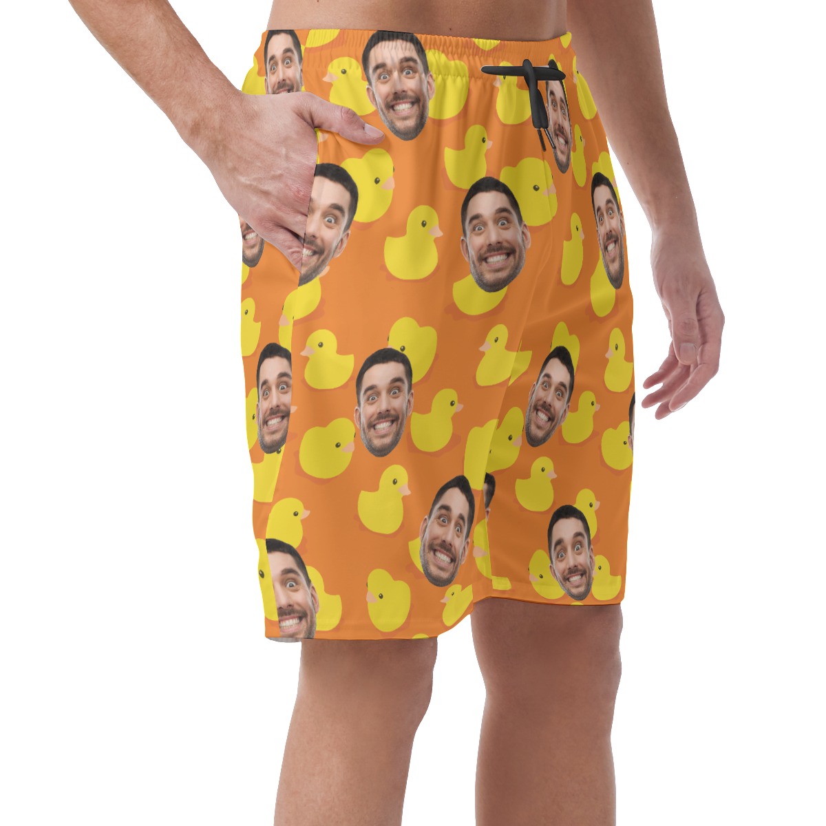 Funny Rubber Duck Custom Face Hawaiian Summer Beach Shorts For Men