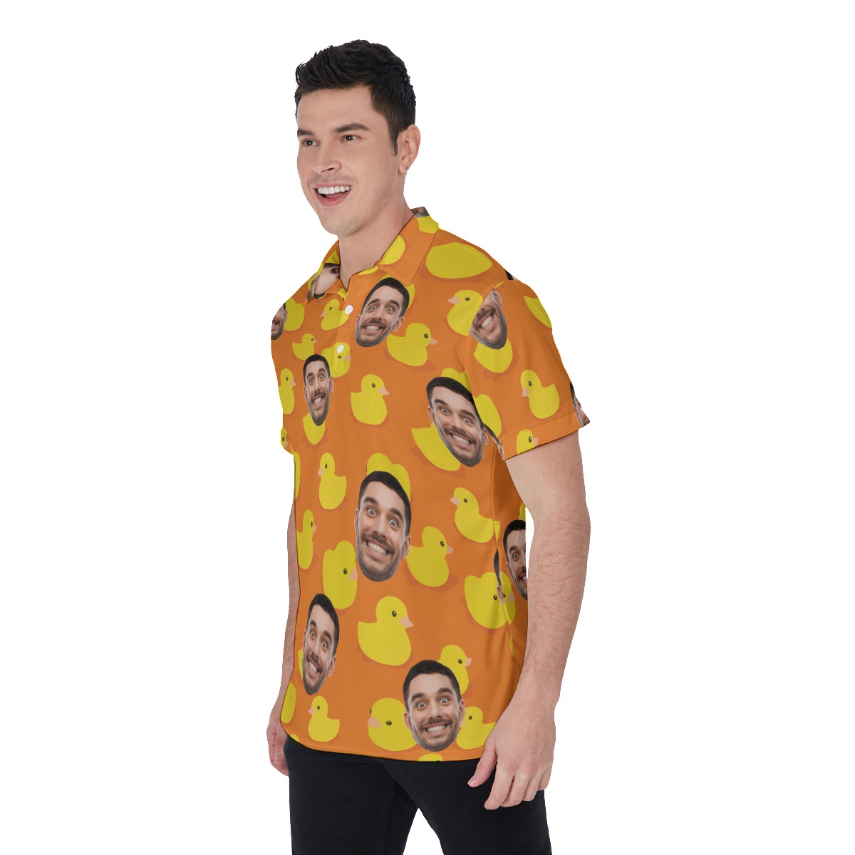 Custom Face Rubber Duck Hawaiian Polo Shirt For Men