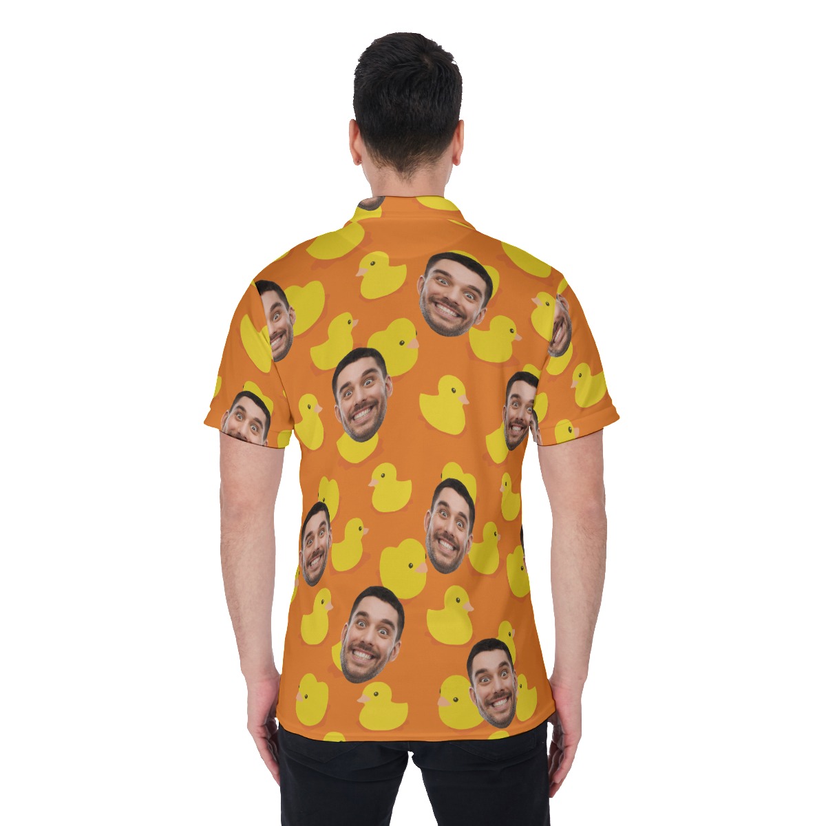 Custom Face Rubber Duck Hawaiian Polo Shirt For Men