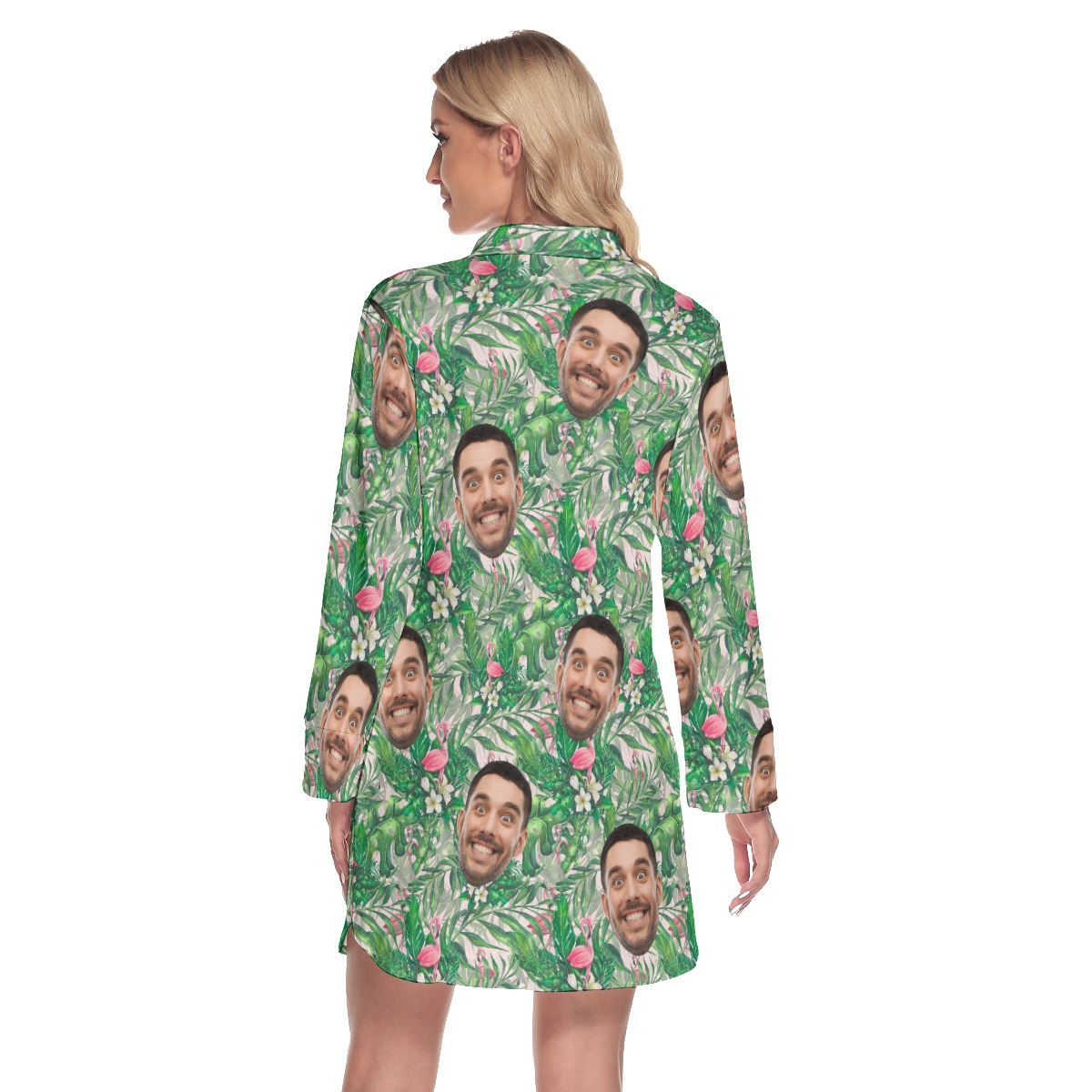 Custom Face Flamingo Hawaiian Dresses For Ladies
