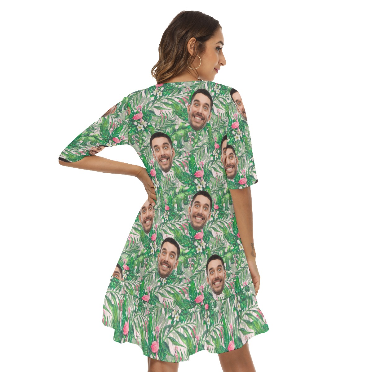 Custom Face Aloha Dress Flamingo For Summer