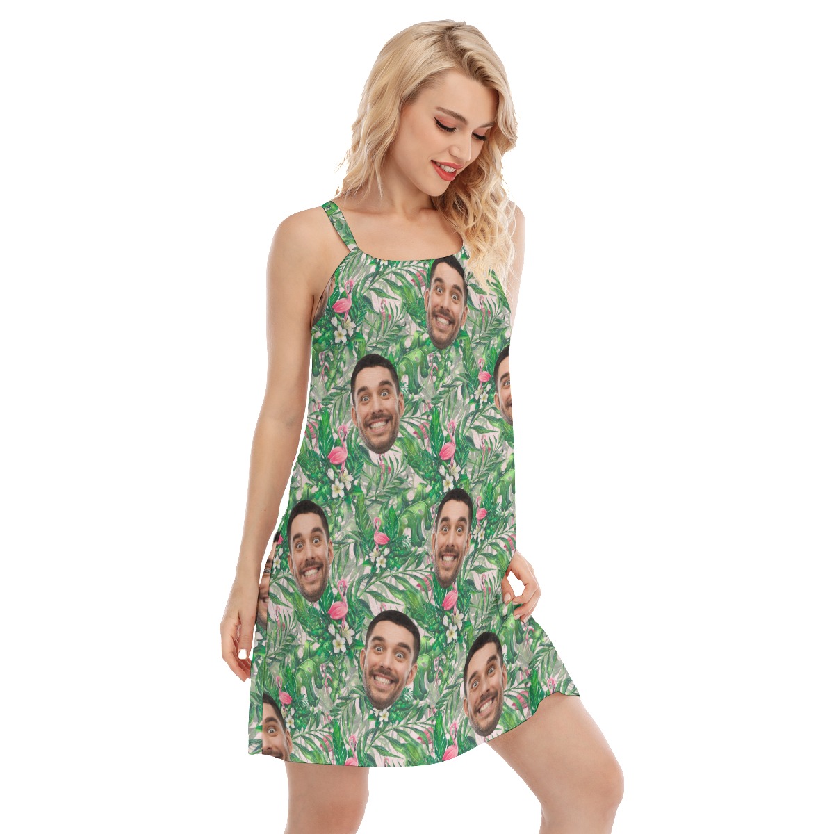 Custom Face Flamingo Hawaiian Dress For Party