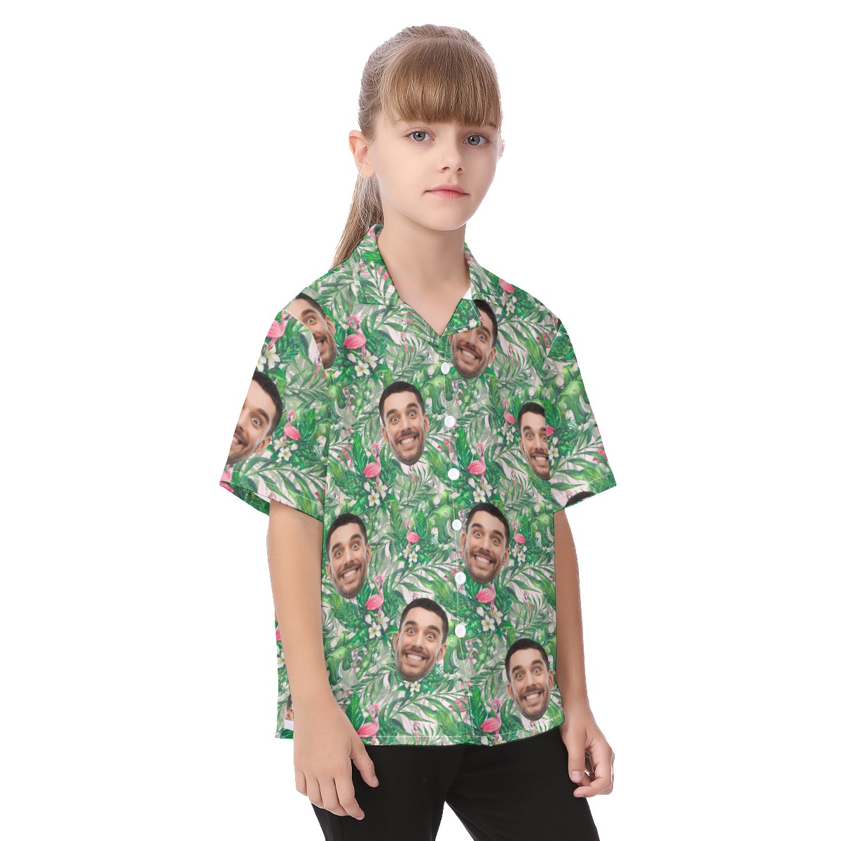 Flamingo Custom Hawaiian Shirt With Face For Kids