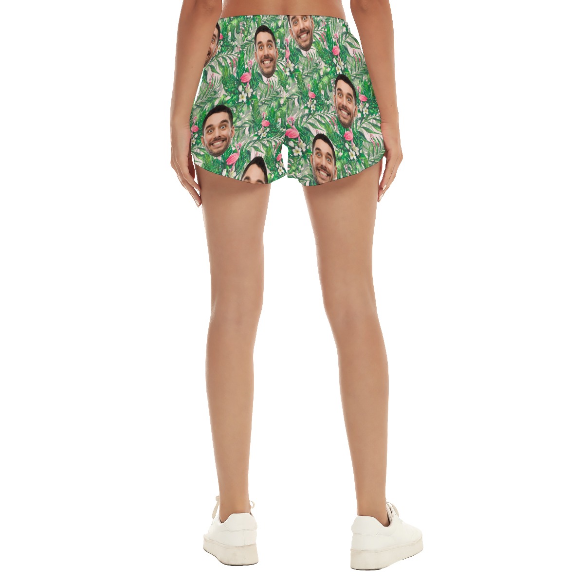 Custom Faces Flamingo Tropical Shorts For Women