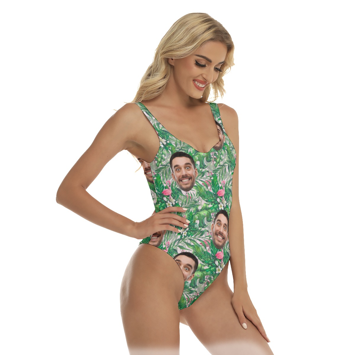 Custom Face Flamingo Hawaiian Swimsuit For Women